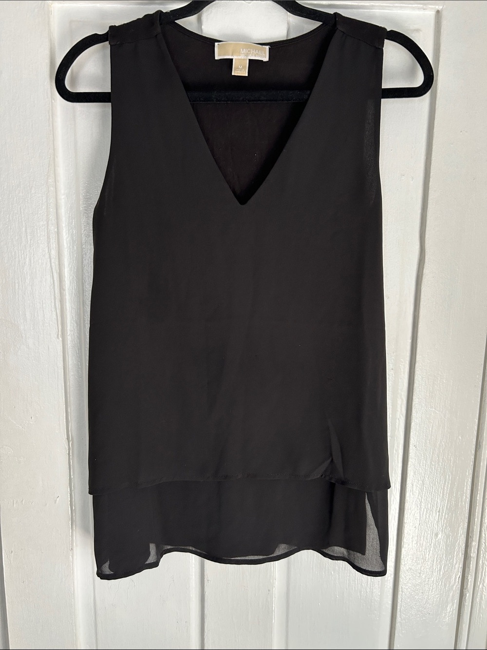 Michael Kors Black V-Neck Sleeveless Blouse